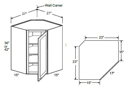 Ideal Cabinetry Princeton Valley Gray Angled Cabinet - WA271542-PVG