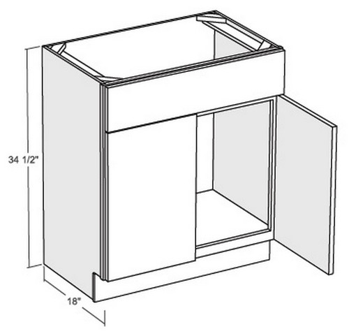 Cubitac Cabinetry Madison Midnight Double Butt Doors with Single Drawer Front Double Sink Vanity Base Cabinet - V2418-MM