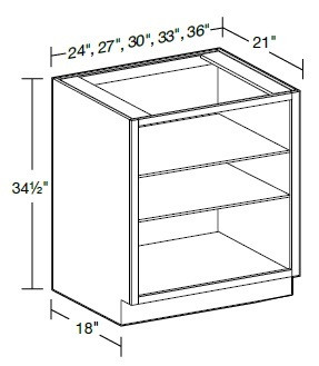 Ideal Cabinetry Princeton Vessel Blue Double Full Height Vanity Base Cabinet - Without Doors - VB3621ND-PVB