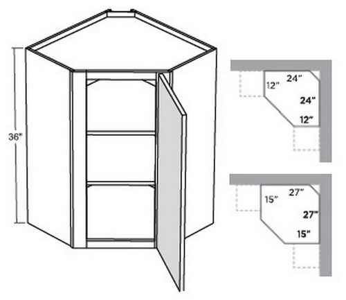 Cubitac Cabinetry Ridgefield Latte Single Door Corner Wall Cabinet - CW2436-RL