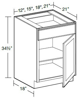Ideal Cabinetry Lenox Valley Gray Single Door Vanity Base Cabinet - VB1821-LVG