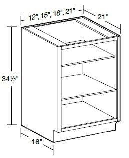Ideal Cabinetry Lenox Valley Gray Single Full Height Vanity Base Cabinet - Without Doors - VB2121ND-LVG