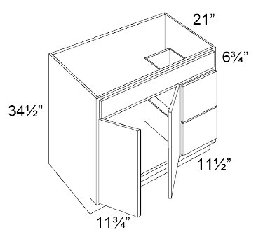 Boston Cabinetry Shaker Slim White Kitchen Cabinet - VSD36-SSW
