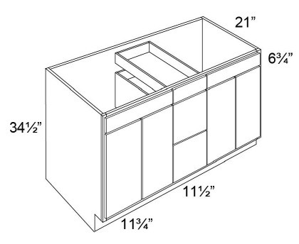 Boston Cabinetry Shaker Onyx White Kitchen Cabinet - VSD60-DOUBLE-SOW