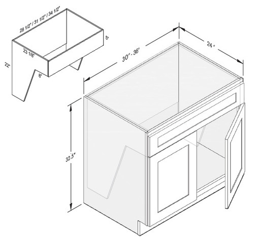 Cab-Tec Shaker White Kitchen Cabinet - SW-SBR36ADA