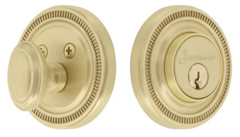 Grandeur Hardware - Soleil Single Cylinder Deadbolt in Satin Brass - SOLSGL - 841763