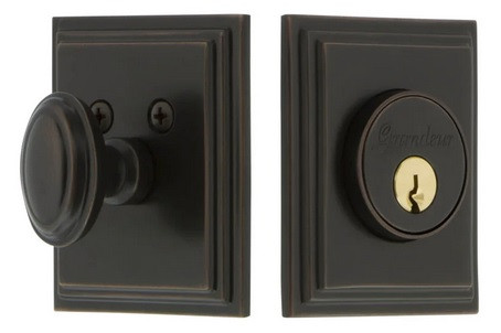 Grandeur Hardware - Carre Square Single Cylinder Deadbolt in Timeless Bronze - CSQSGL - 869724