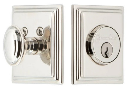 Grandeur Hardware - Carre Square Single Cylinder Deadbolt in Polished Nickel - CSQSGL - 869728