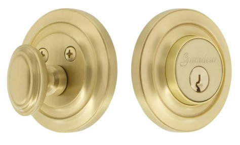 Grandeur Hardware - Circulaire Single Cylinder Deadbolt in Satin Brass - CIRSGL - 880782