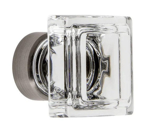 Grandeur Hardware -  Carre Crystal 1-1/4 Square Cabinet Knob in Antique Pewter - CKBCSC - 853307