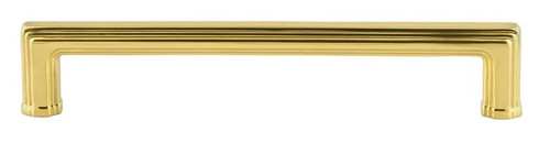Grandeur Hardware -  Carre 6" Brass Handle Pull on center Polished Brass - HPLCAR6 - 853451
