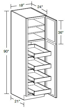 Ideal Cabinetry Sheffield Bianco Pantry Cabinet - U182490-4T-SBO