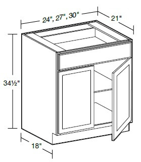 Ideal Cabinetry Sheffield Bianco Double Door Vanity Base Cabinet - VB2421-SBO
