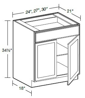 Ideal Cabinetry Sheffield Bianco Double Door Vanity Base Cabinet - VB2721-SBO