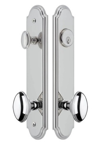 Grandeur Hardware - Arc Tall Plate Complete Entry Set with Eden Prairie Knob in Bright Chrome - ARTEXTEPK - 839537