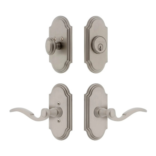 Grandeur Hardware - Arc Short Plate Entry Set with Bellagio Lever in Satin Nickel - ASPEXTBEL - 885555
