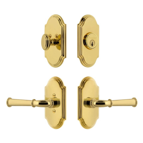 Grandeur Hardware - Arc Short Plate Entry Set with Georgetown Lever in Lifetime Brass - ASPEXTGEL - 885601