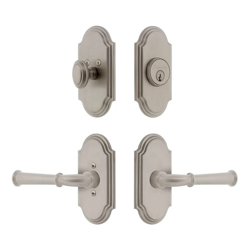 Grandeur Hardware - Arc Short Plate Entry Set with Georgetown Lever in Satin Nickel - ASPEXTGEL - 885603