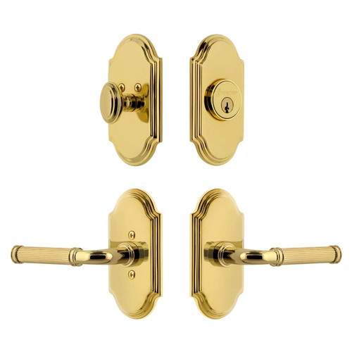 Grandeur Hardware - Arc Short Plate Entry Set with Soleil Lever in Lifetime Brass - ASPEXTSOL - 885649