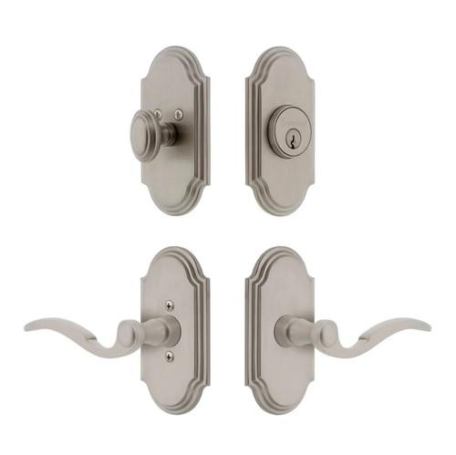 Grandeur Hardware - Arc Short Plate Entry Set with Bellagio Lever in Satin Nickel - ASPEXTBEL - 885669