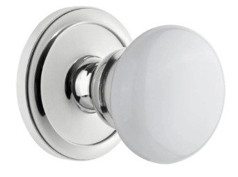 Grandeur Hardware - Circulaire Rosette Passage with Hyde Park Knob in Bright Chrome - CIRHYD - 820032