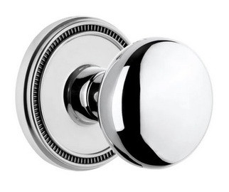 Grandeur Hardware - Soleil Rosette Passage with Fifth Avenue Knob in Bright Chrome - SOLFAV - 820457