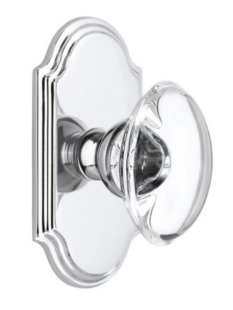 Grandeur Hardware - Arc Plate Passage with Provence Crystal Knob in Bright Chrome - ARCPRO - 821023
