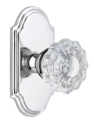 Grandeur Hardware - Arc Plate Pasage with Versailles Crystal Knob in Bright Chrome - ARCVER - 821025