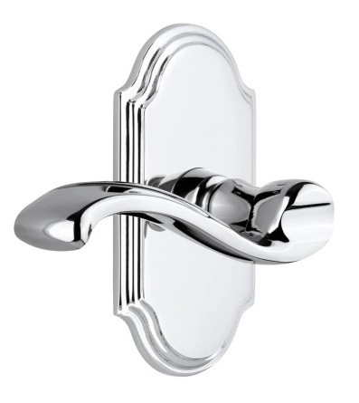 Grandeur Hardware - Arc Plate Dummy with Portofino Lever in Bright Chrome - ARCPRT - 821108