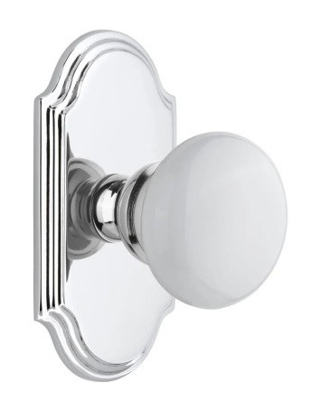 Grandeur Hardware - Arc Short Plate Privacy with Hyde Park Knob in Bright Chrome - ARCHYD - 822026