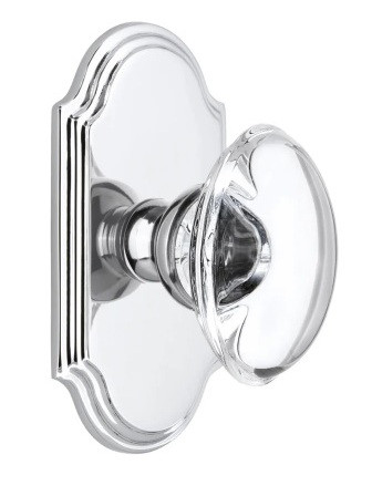 Grandeur Hardware - Arc Plate Privacy with Provence Crystal Knob in Bright Chrome - ARCPRO - 822195
