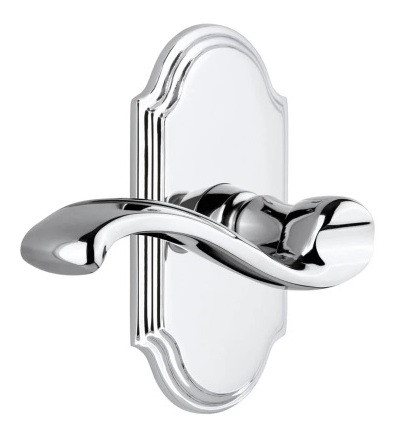 Grandeur Hardware - Arc Plate Privacy with Portofino Lever in Bright Chrome - ARCPRT - 822560