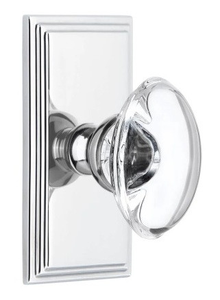 Grandeur Hardware - Carre Plate Passage with Provence Crystal Knob in Bright Chrome - CARPRO - 822733
