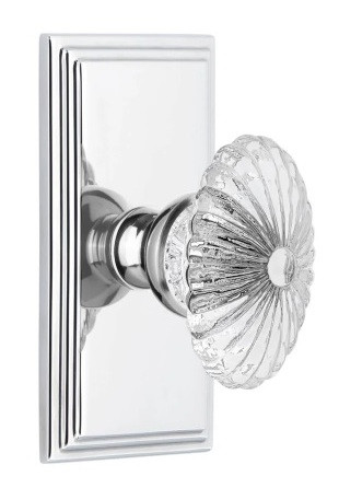 Grandeur Hardware - Carre Plate Dummy with Burgundy Crystal Knob in Bright Chrome - CARBUR - 822808