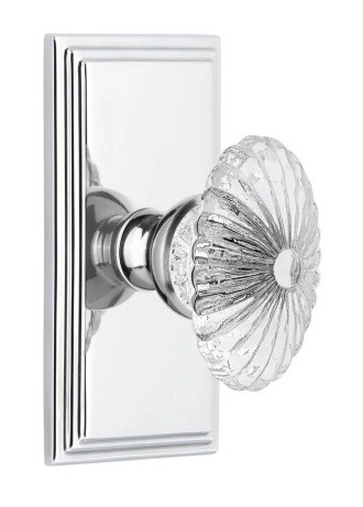 Grandeur Hardware - Carre Plate Privacy with Burgundy Crystal Knob in Bright Chrome - CARBUR - 825256