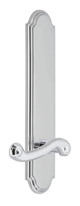 Grandeur Hardware - Arc Tall Plate Single Dummy with Newport Lever in Bright Chrome - ATPNEW - 836270