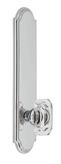 Grandeur Hardware - Arc Tall Plate Single Dummy with Baguette Clear Crystal Knob in Bright Chrome - ATPBCC - 836356
