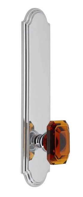 Grandeur Hardware - Arc Tall Plate Privacy with Baguette Amber Knob in Bright Chrome - ATPBCA - 836663