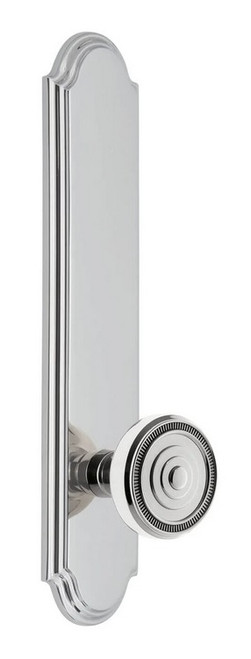 Grandeur Hardware - Arc Tall Plate Privacy with Soleil Knob in Bright Chrome - ATPSOL - 836976