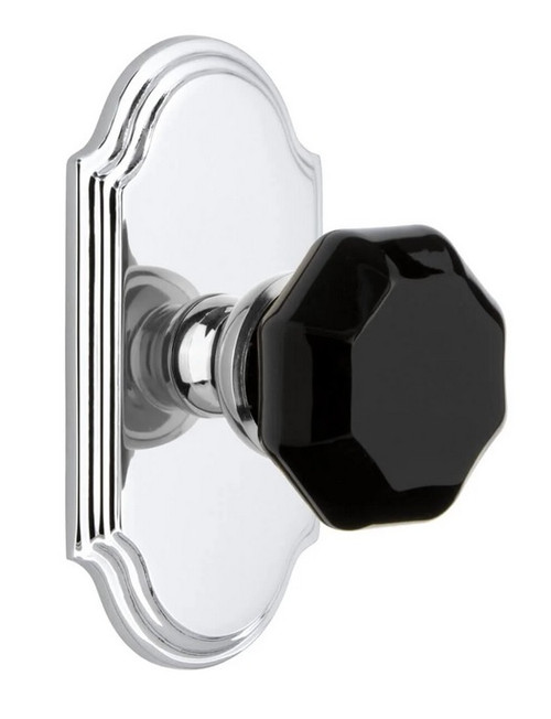 Grandeur Hardware - Arc Short Plate Privacy with Lyon Knob in Bright Chrome - ARCLYO - 850749