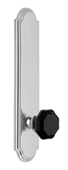 Grandeur Hardware - Arc Tall Plate Privacy with Lyon Knob in Bright Chrome - ATPLYO - 850950