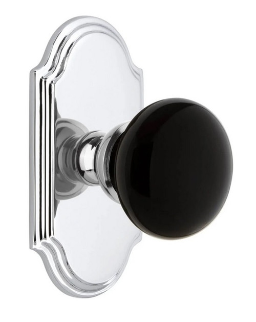 Grandeur Hardware - Arc Short Plate Passage with Coventry Knob in Bright Chrome - ARCCOV - 852432