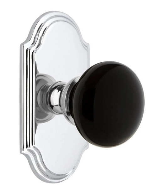 Grandeur Hardware - Arc Short Plate Privacy with Coventry Knob in Bright Chrome - ARCCOV - 852887