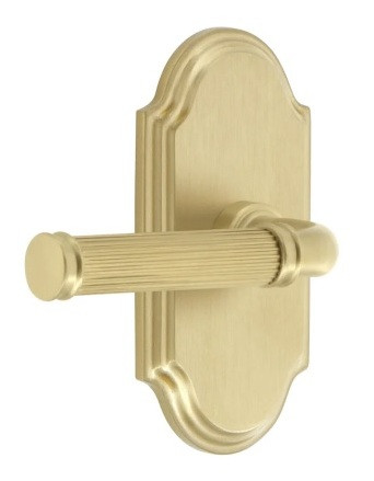 Grandeur Hardware - Arc Short Plate Passage with Soleil Lever in Satin Brass - ARCSLL - 878282