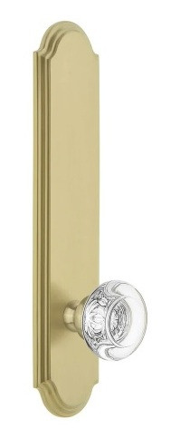 Grandeur Hardware - Arc Tall Plate Passage with Bordeaux Knob in Satin Brass - ATPBOR - 878292
