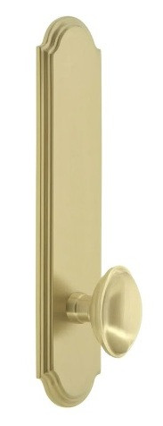 Grandeur Hardware - Arc Tall Plate Passage with Eden Prairie Knob in Satin Brass - ATPEDN - 878305