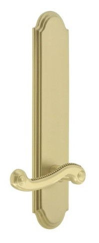 Grandeur Hardware - Arc Tall Plate Passage with Newport Lever in Satin Brass - ATPNEW - 878323