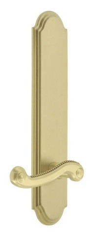 Grandeur Hardware - Arc Tall Plate Passage with Newport Lever in Satin Brass - ATPNEW - 878332
