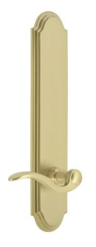 Grandeur Hardware - Arc Tall Plate Single Dummy with Bellagio Lever in Satin Brass - ATPBEL - 878357
