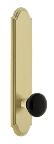Grandeur Hardware - Arc Tall Plate Double Dummy with Coventry Knob in Satin Brass - ATPCOV - 878418